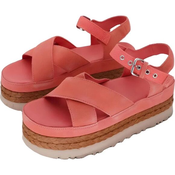 UGG  Women's Aubrey Buckled Strappy Platform Sandals, Vibrant Coral, 9.5M - Picture 4 of 5